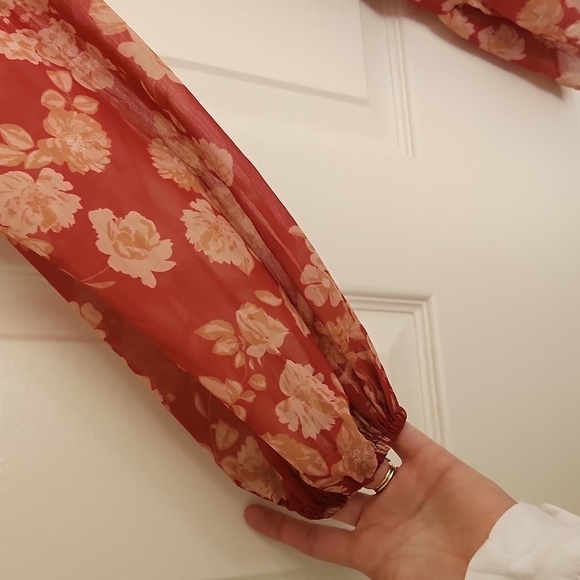 Pink Lily Open Back Orange Floral Mini Dress. Sz Small - Picture 5 of 9